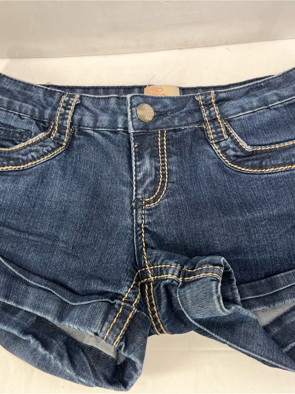 Arden B Dark Blue‎ Denim Jean Shorts with Contrast Stitching